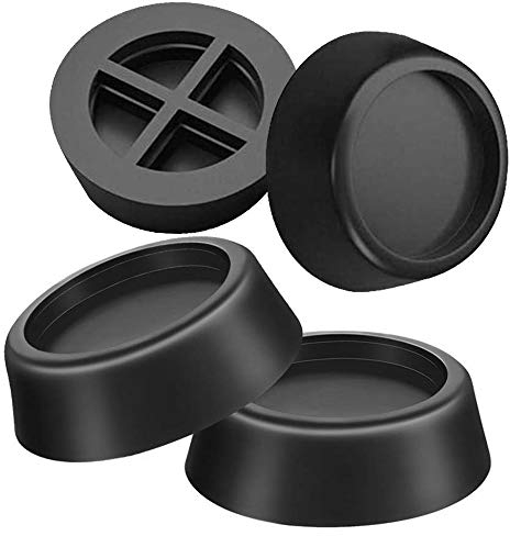 Gresunny 4 Stück Schwingungsdämpfer waschmaschine Antivibrationsmatte Waschmaschinen Unterlage Antirutsch Fußpolster Gummimatte Vibrationsdämpfer für Waschmaschine Trockner Möbel Schwarz