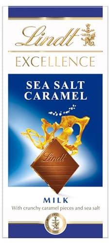 Lindt EXCELLENCE Milk Chocolate, Sea Salt & Caramel Bar, 100g