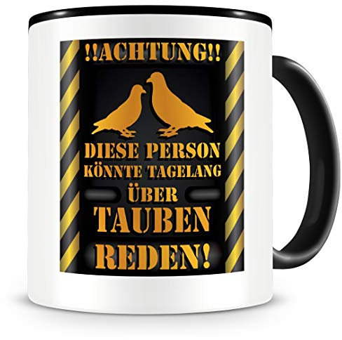 Samunshi® Tauben Tasse mit Spruch Geschenk für Tauben Fans Männer Frauen Kaffeetasse groß Lustige Tassen zum Geburtstag schwarz 300ml