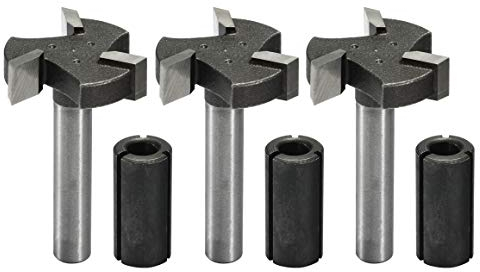 Genmitsu 3pcs 3-Flute CNC Spoilboard Surfacing Router Bits, 1/4'' Shank, 1'' Cutting Diameter, Slab Flattening Router Bits for Wood Working, RB03A