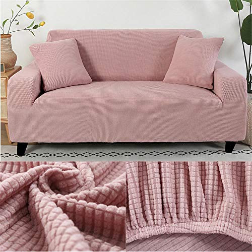 Sofabezug Rosa Stretch Couch überzug Universal-Sofabezüge Wohnzimmer Jacquard Spandex Möbelschutz Hunde Haustierfreundliche Couch Schonbezug （235-310cm）
