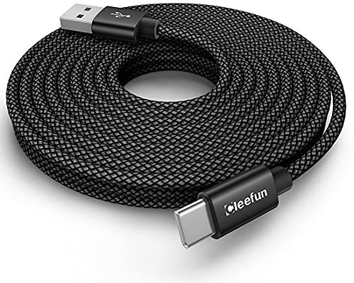 CLEEFUN 5m Extra Long USB C Cable,16ft Durable USB-A to Type-C Fast Charging Nylon Charger Lead for Samsung Galaxy S20 S21 S10 S9 S8 Note 20 10 + Ultra,Pixel,Switch,other USB-C SmartPhones Tablet