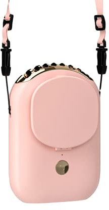 Portable Personal Fan with Mirror, Foldable Mini Handheld Hanging Neck Lanyard Desktop USB Rechargeable Stand Fan for Eyelash Makeup for Home Office Work Dorm Indoor Outdoor Camping Travel (Pink)