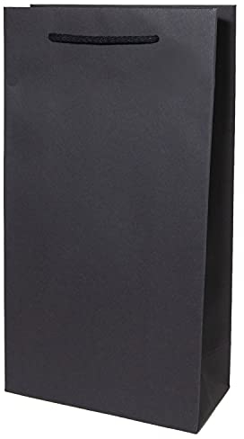 10 x PresentFill® PresentFill Flaschentüten Flaschentasche Tragetasche Geschenktasche Schwarz für 2 Flaschen 100% Recycling Kraftpapier