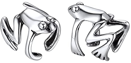 SILVERCUTE 3D Frosch Motiv Ohrklemmen 925er Silber Minimalist Ohrstulpen Helix Knorpel Clips Ohrmanschette kein Piercing Ohr Schmuck Accessoire Earcuffs Earclips