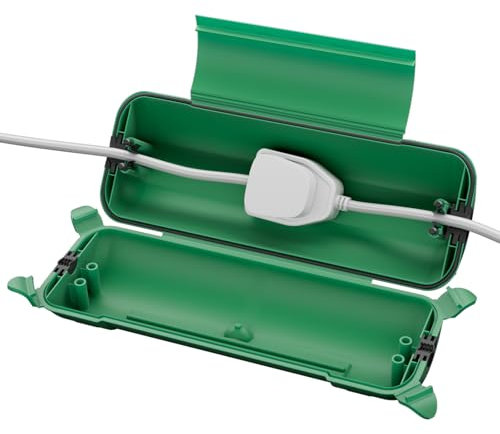 RESTMO Outdoor IP44 Waterproof Connection Box, Weatherproof Electrical Extension Lead Cover, Safety Seal Enclosure to Protect Holiday Decorations, LED Strip Light, Power Tool, Fountain, Green