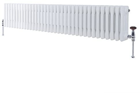 Milano Windsor White Cast Iron Style Horizontal Four Column Radiator - 300mm x 1595mm