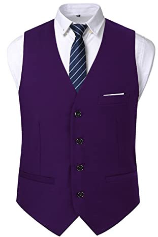 Oralidera Gilet da Abito da Uomo Formale da Cerimonia Nuziale da Uomo Slim Fit Gilet a Spina di Pesce Abito Abito Gilet (Viola, XXL)