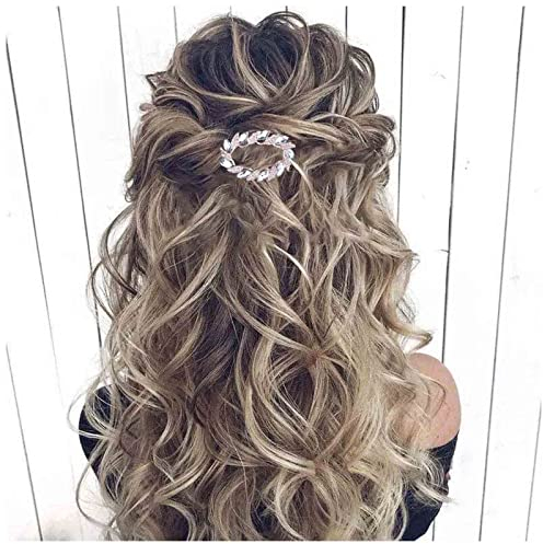 Allereya Kristall Kreis Haarspange Haarspange Gold Strass Haarspange Blatt Braut Kopfschmuck Braut CZ Kopf Clip Kopfbedeckung Hochzeit Haarschmuck für Frauen und Mädchen Geschenke (Gold)