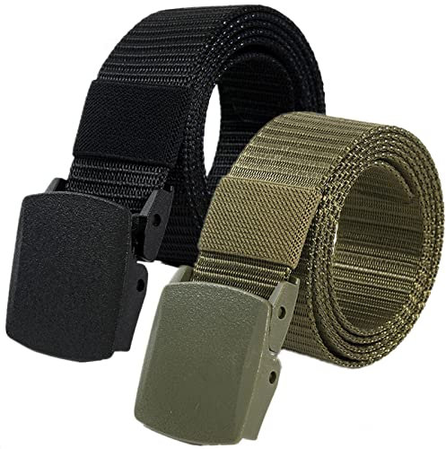 Gürtel herren damen, leichter taktischer nylon gürtel größe bis zu 67 zoll mit militärischer kunststoffschnalle, 2 Stück