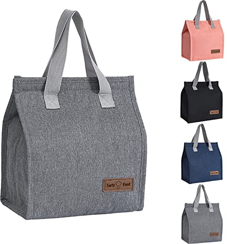 Yikki Lunch-Taschen Frühstückstasche für Damen und Herren, Kleine Kühltasche, Thermal lunchtasche, Einkaufstasche Faltbar Mini Kühltasche für Arbeit, Schule, Picknick, Reisen (Grau)