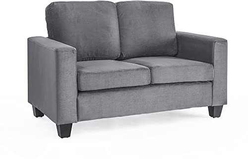 Home Detail Dakota 2-Seater Sofa, Grey Velvet | Leather Sofa in a Box, Minimal Assembly, Available in Black or Brown