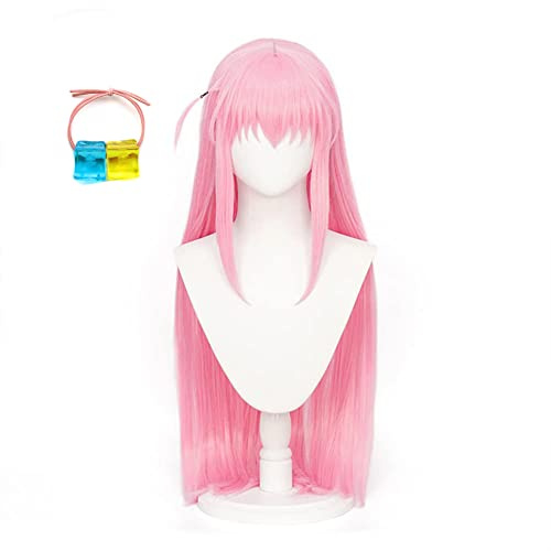 Xingbiyou Anime Bocchi The Rock! Gotou Hitori Cosplay Perücke mit Haarnadel Lang Rosa Party Perücken für Frauen Mädchen (Rosa)