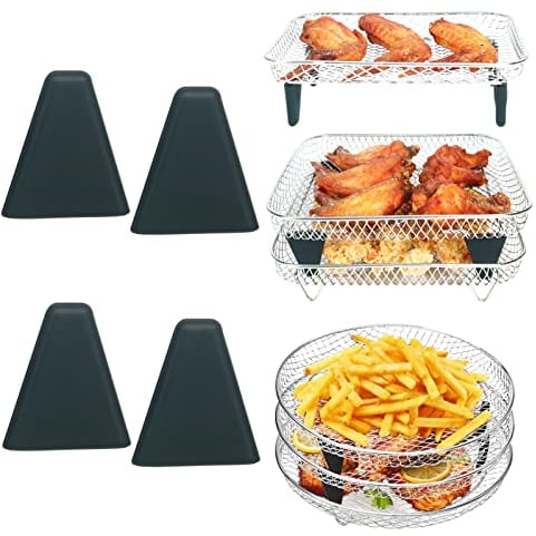 BYKITCHEN Air Fryer Stacking Rack Accessories,4 Pcs Silicone Feet for Round/Square Grill/Racks, Air Fryer Accessories for Ninja Tower Cosori