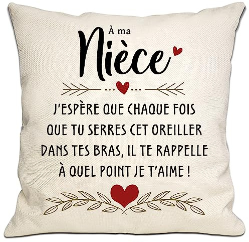 Bommex Nièce Cadeau de Tante Oncle J'espère qu'à Chaque Fois Que tu serres ce Coussin, il Te rappelle Combien Je t'aime Housse de Coussin Nièce Cadeau de Rappel Cadeau d'anniversaire Cadeau de Noël