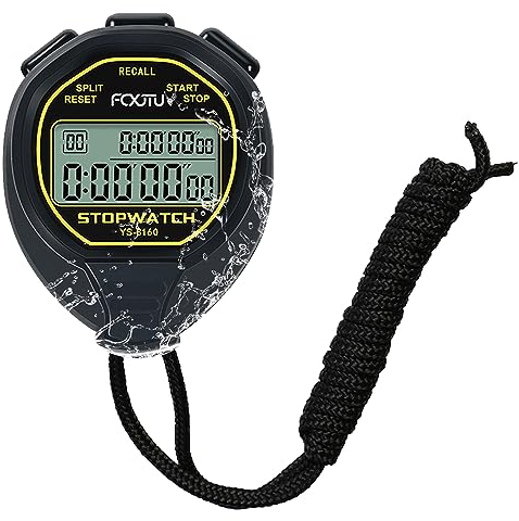 FCXJTU Digitale wasserdichte Stoppuhr, 60 Runden geteilte Speicher-Stoppuhr, keine Uhr, kein Kalender, kein Alarm, einfache stille große Anzeige, Stoppuhr für Sport, Schwimmen, Training, Trainer