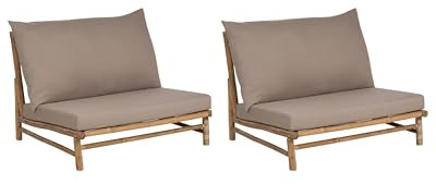 Beliani Gartensessel 2er Set Bambus Hellbraun Auflagen beige Taupe Indoor Outdoor Todi