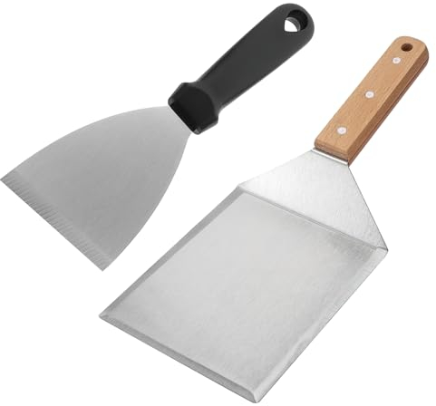 TNSLAND XXL Grillspachtel Set inkl. Burgerpapier - Grill Pfannenwender für Smash Burger. Smash Burger Set, ideal als smashed burger presse. Plancha Spachtel, Teppanyaki Zubehör