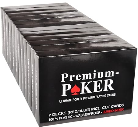 WiMi 24 X Premium Casino Poker Karten Pokerkarten 100 Prozent Plastik - Grosser Index 2 Eckzeichen - Duo Box Edition