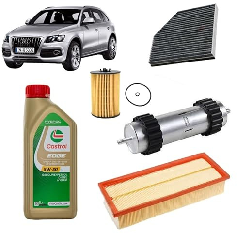 Kit tagliando 4 filtri + 5L olio Edge 5W30 LL compatibile con Audi Q5 8R 2.0 TDI