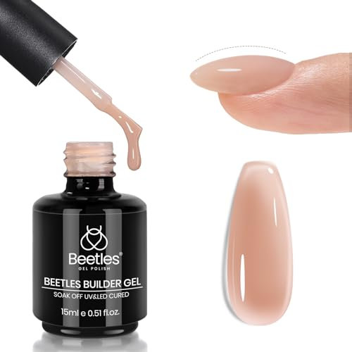 Beetles 5 in 1 Builder Gel Polish - Nude Color Strengthener and Extension Gel for Nails - Hard Jelly Gel in Beige for DIY Manicure and Nail Art Design