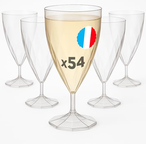 Table'Colors Pack de 54 Verres Torsadés - Design Élégant, Matière Recyclable et Réutilisable - Idéal pour Dégustation de Vins - Effet Spirale (Vin, 18 cl)