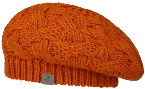 LIERYS Baskenmütze Jesila Damen - Strickmütze mit Schurwolle - Made in Germany - One Size 54-59 cm - Französische Damenbaske - Wollmütze Herbst/Winter - Mütze rost One Size