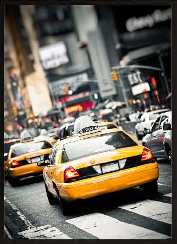HUBDECO Bild Wanddekoration Poster - Hochwertiges Poster gedruckt auf 200g/m2 Posterpapier - Tolle Zimmerdekoration - Schlafzimmer Bilder - Ohne Ramen - 40x30cm - Taxi new york