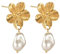 IMINI Böhmische Goldene Blumen Ohrringe für Damen und Mädchen Edelstahl Barocke Perlen Baumelnde Ohrstecker 14 Karat Vergoldet Eleganter Ohrschmuck für den Muttertag