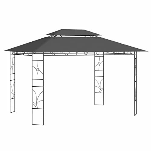 Tidyard Gazebo Tent Party Tent Outdoor Patio Canopy Shelter for Outdoor Events 4x3x2.7 m Anthracite 160 g/m² Canopies & Gazebos Home & Garden