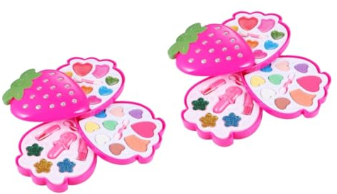 HEMOTON 2 Sätze Schminkspielzeug für Kinder Make-up für Mädchen vortäuschen Kinder Make-up-Set für Mädchen Kinder schminkset kinderschminken Set Mädchenspielzeug Make-up-Taschen Erdbeere