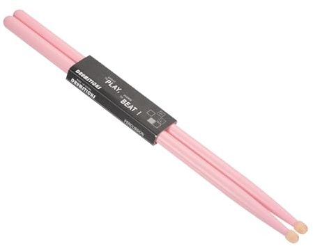 QUARKZMAN 1 Paar Drumstick 5A Ahornholz Schlagzeug Sticks mit Rutschfestem Griff Pink Klassischer Drumstick mit Holzspitze für Schlagzeug Musikinstrument Percussion