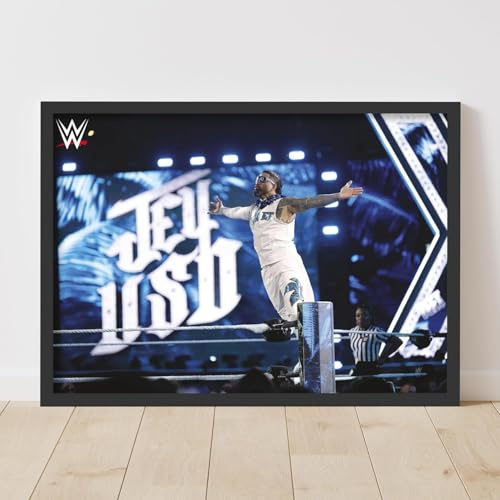 Themed WWE Print – Jey Uso on Ring Ropes WrestleMania Poster Wrestling Wandkunst (29,7 cm x 42 cm – A3)