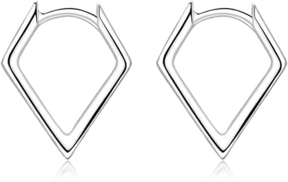 Cangall Creolen Silber 925 Klein, Sterling Silber Rhombus Triangel Ohrringe, Hypoallergen Geometrisch Damen Kreolen, Knorpel Schlafen Ohrringe für Frauen Mädchen