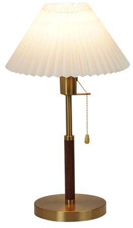 Jadssox Stoff-Tischlampe, Moderne Nachttischleuchte mit Zugkettenschalter, Goldfarbene Tisch-Nachttischlampe, Akzentlampe, E27-Säulen-Tischlampe, Büro, Schreibtisch, Leselampe, Arbeitsbeleuchtung