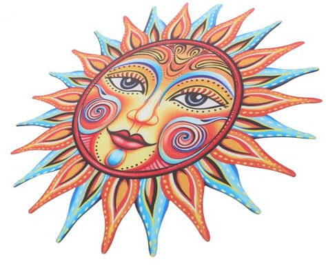 Levemolo Eisen Sonnen Wanddeko Orange Langlebige Garten Und Innen Wandkunst Einfach Hängbar Wetterfestes Wandornament Für Balkon Flur Fenster Modernes Dekoanhänger Design