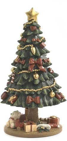 PABEN Carillon Albero di Natale in Resina con Doni, 22,8 cm. Movimento rotatorio
