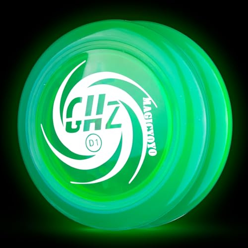 MAGICYOYO JoJo Einstiegs-Yoyo für Kinder und Anfänger | Reaktionsschnelles Yoyo D1 GHZ Grün Leuchteffekt im Dunkeln, Auto Rückkehr Jo Jo, 2a Looping Trick YoYo mit 6 Yo-Yo-Schnüren