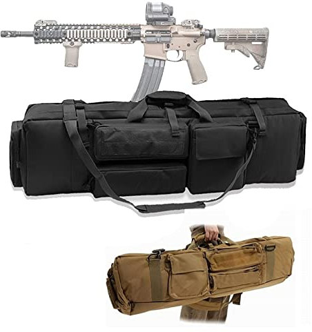 BomDog Doppel-Gewehrhülle Taktische Weiche Jagdtasche Outdoor-M249-Waffentaschenwehrrucksack Airsoft-Tasche Schrotflintenhüllewehr-Tragetasche/Black