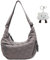 Micmores Crossbody Bag Damen Gequiltete Umhängetasche, Nylon Schultertasche Moon Bag Stylische Halbmond Tasche mit verstellbarer Schultergurt, Casual Handtasche für Arbeit, Reisen, Alltag(Grau)