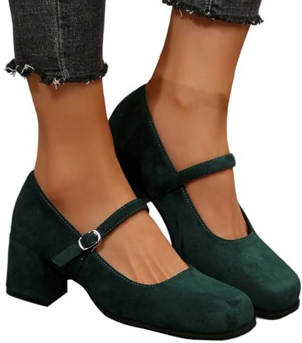 Hsternexy Scarpe da donna nere con punta chiusa, punta e tacco basso a blocco, alla caviglia, scarpe da sposa, eleganti Dirndl