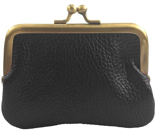 modamoda de P07 Damen Leder Geldbörse, Portemonnaie, klein, Handmade in Italy (Schwarz)