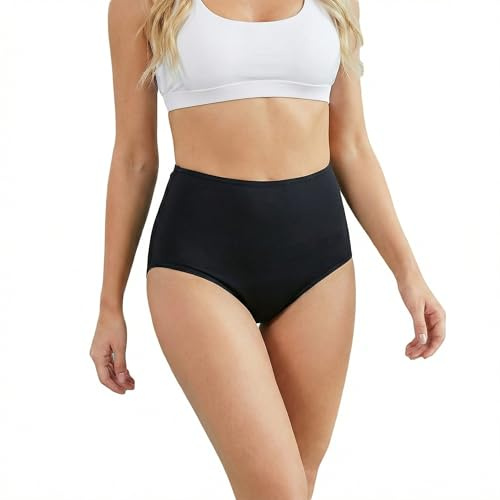 Zidoley Period Swimwear,Period Pants For Women High Waisted 4 Layer Leakproof,Quick Dry Super Absorbency Black Bikini Bottoms For Teens,Girls,Women (UK, Alpha, S, Regular, Regular)