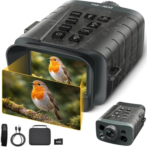 VOOPEAK Jumelles Vision Nocturne 4K avec Télémètre – Zoom Numérique 18X, Portée 600m, Télémètre 1000m, Batterie 5000 mAh, Carte 64Go – pour Observation de la Faune & Activités Extérieures