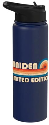 Maiden Retro 70s 80s Sunset Stripe Stainless Steel Insulated Water Bottle