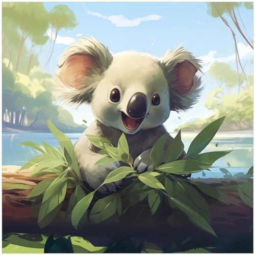 Wallario Memoboard aus Glas mit Motiv, Magnet-Tafel in 50 x 50 cm in Premium Qualität Australische Idylle: Der lächelnde Koala