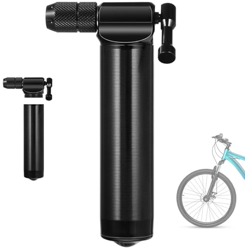 CO2 Bike Tire Inflator, Portable Mini CO2 Bicycle Tire Pump for Schrader Valve, Fast Inflation in Seconds, Works with 12 g, 16 g, 20 g, 25 g CO2 Cartridges, Not Included