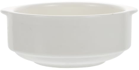 HOMOBABE Ceramic Stew Pot Double Handle Soup Cup White Double Ear Bowl for Families, Study and Tableware, Serve Yogurt, Easy to Carry