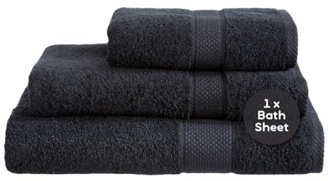Linens Limited - Large Towels, Bath Sheets for the Bath or Shower, Turkish Cotton, Soft and Luxurious, Super Absorbent, Machine Washable (Black)