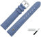 MARBURGER Uhrenarmband 18mm Leder Blau Silber Alligator Prägung Mit Naht - Montage Set 5281853000120
